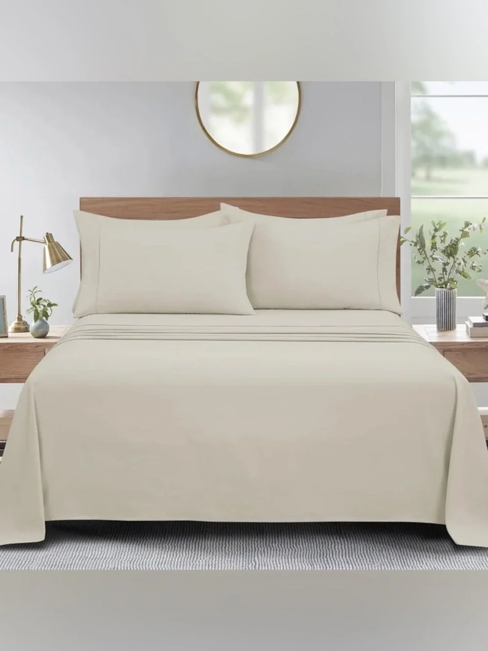 South Point Queen 6 Piece Microfiber Sheet Set Beige NEW Soft Deep Pocket